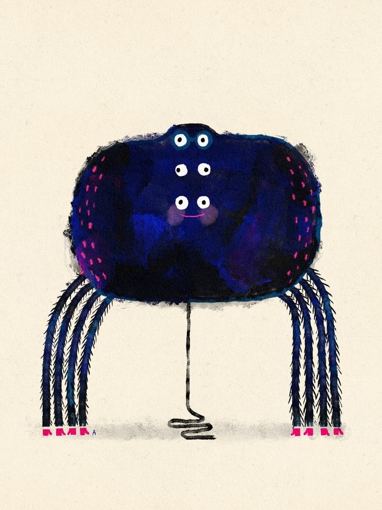 Cute Spider With Hairy Legs And Boots