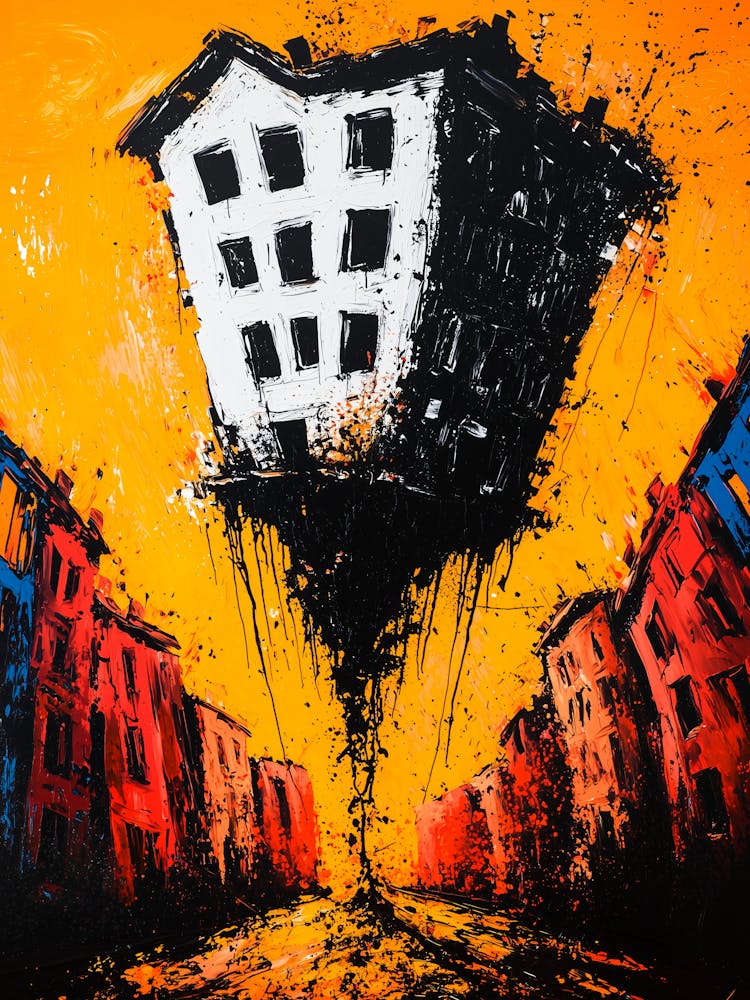 The Floating Abyss – Expressionist Surreal City Poster