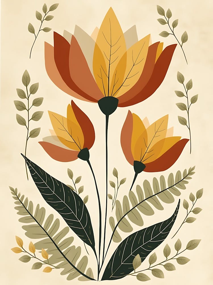 Neutral Bohemian Blossom Poster - Minimalist Wall Art