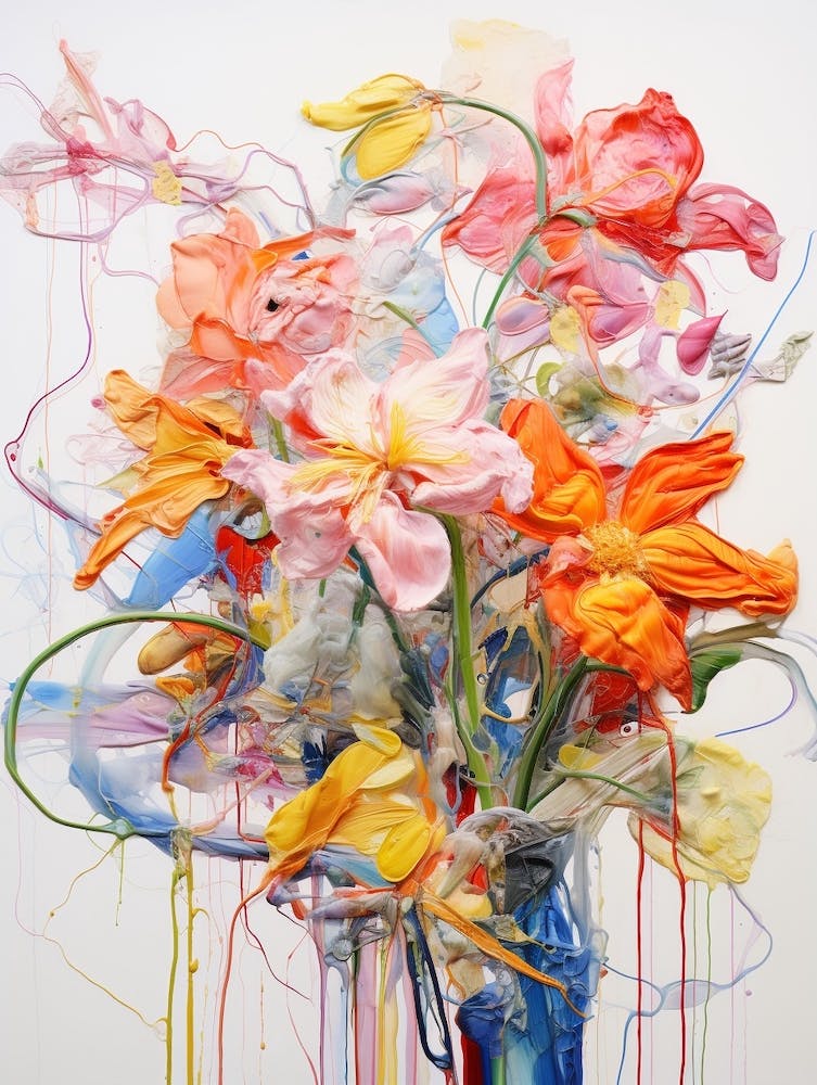 Abstract Flower Painting Bergamot 1