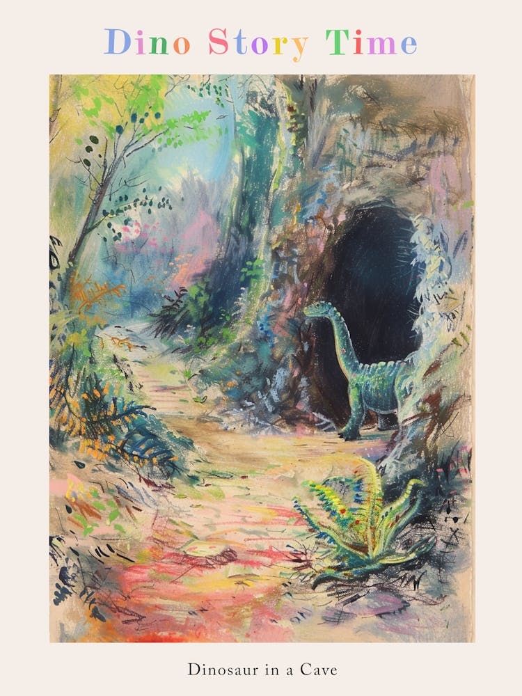 Dinosaur In A Cave Storybook Illustration 1 Poster