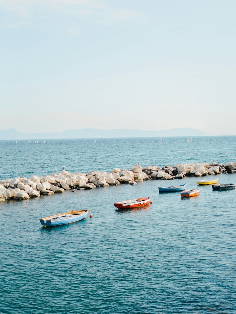 Boats In The Sea in Napoli, Italy | Colorful Travel Photography