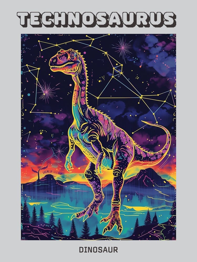 Cyber Himmlischer Neon-Dinosaurier 2 Poster