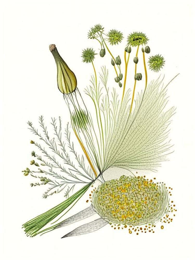 Fennel Seeds Spices And Herbs Pencil Illustration 5