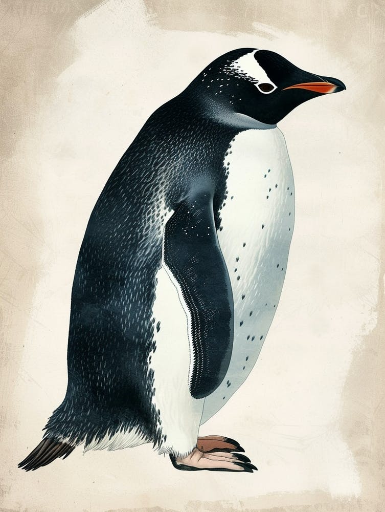 Adlie Penguin Ross Island Vintage Botanical Painting 4