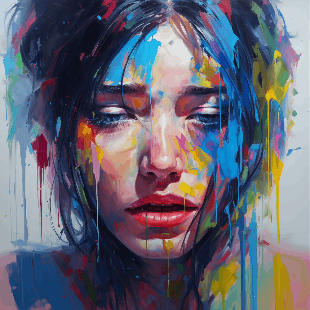 Girl with Paint Abstract Painting
