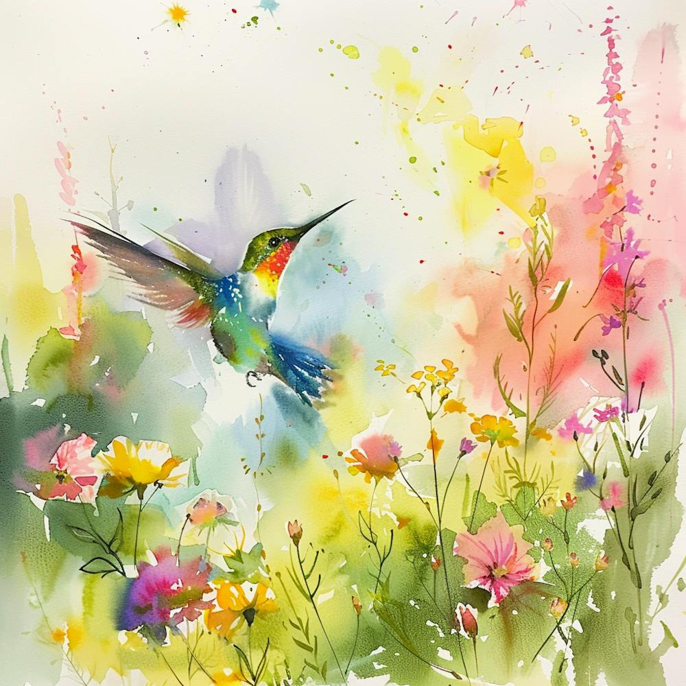 Hummingbird Watercolor Painting