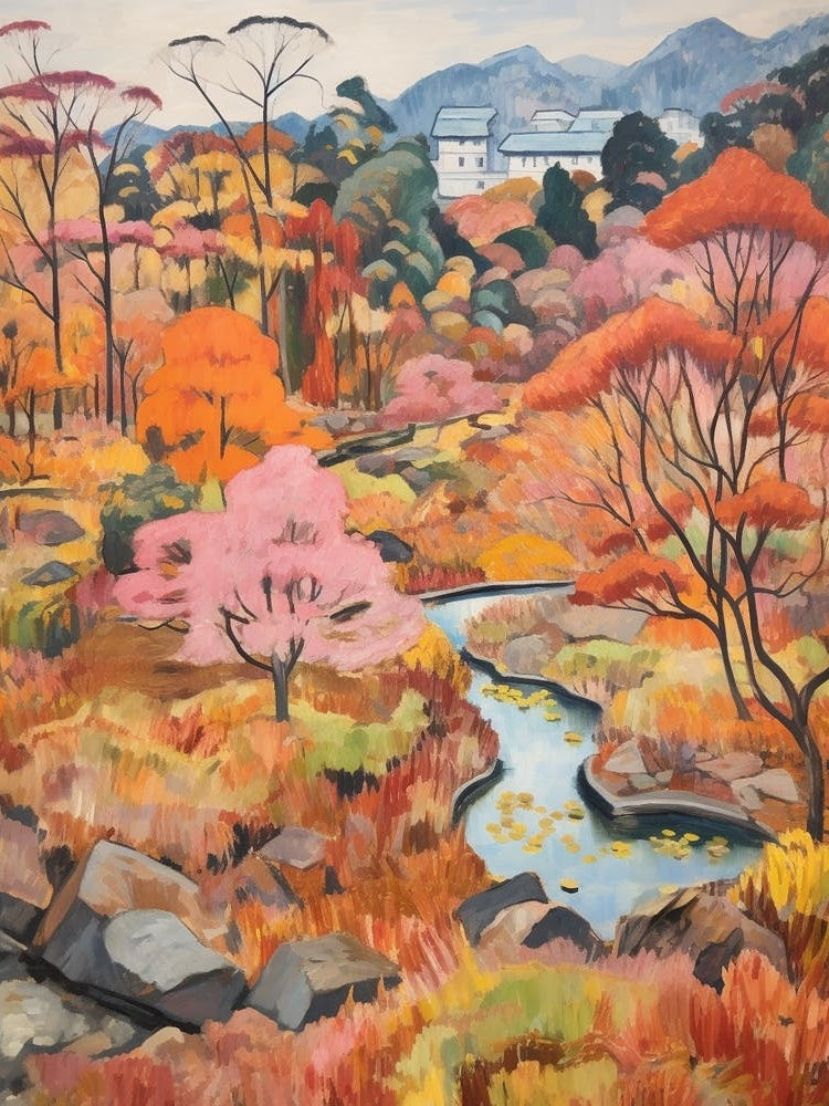 Autumn Gardens Painting Rikugien Gardens Japan 2