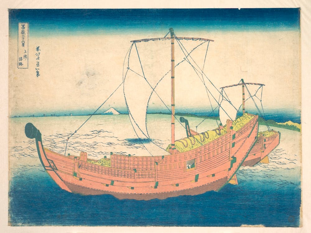 At Sea Off Kazusa , Katsushika Hokusai