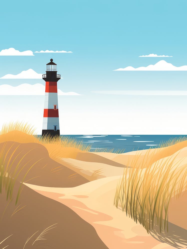 Baltic Sea And North Sea, Minimalist Ocean and Beach Retro Landscape Travel Poster Set #5