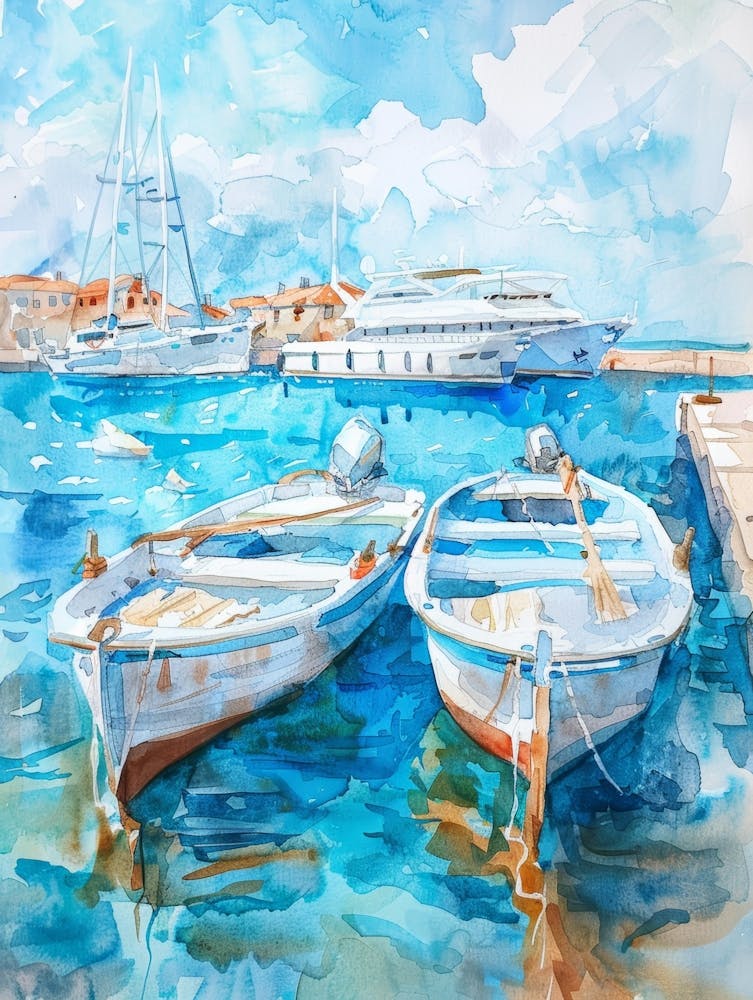 Bateau à l'Aquarelle dans le Port