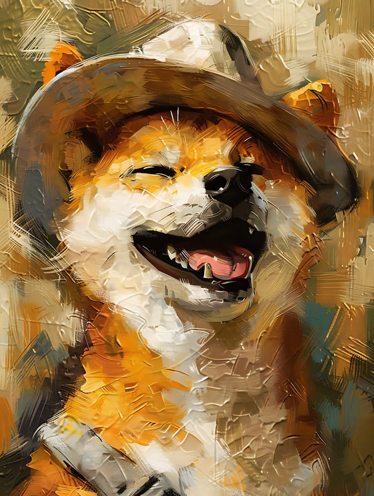 Oil Painting Smiling Shiba Inu 10