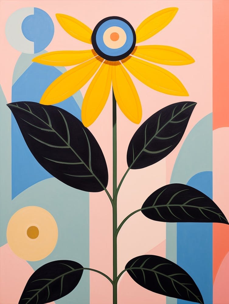 Black Eyed Susan 2 Hilma Af Klint Inspired Pastel Flower Painting