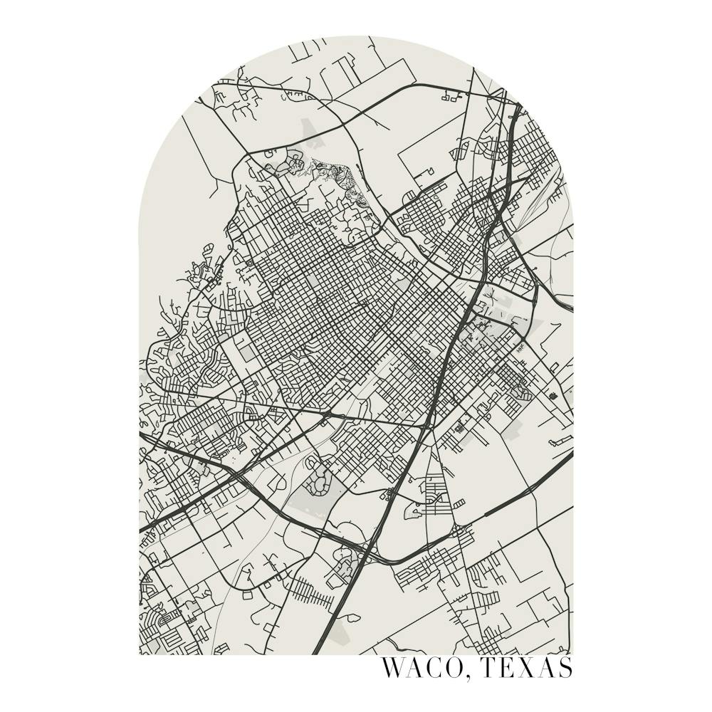 Waco Texas Boho Minimal Arch Street Map