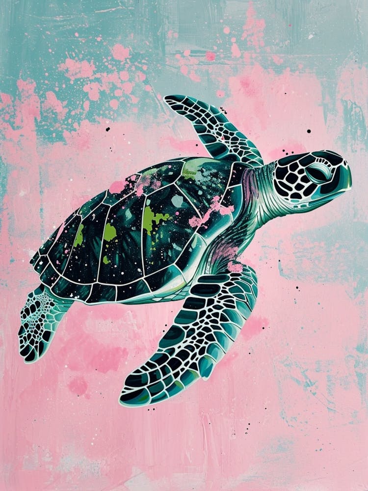 Paint Splash Sea Turtle 2