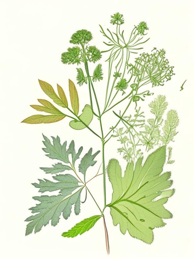 Lovage Spices And Herbs Pencil Illustration 1