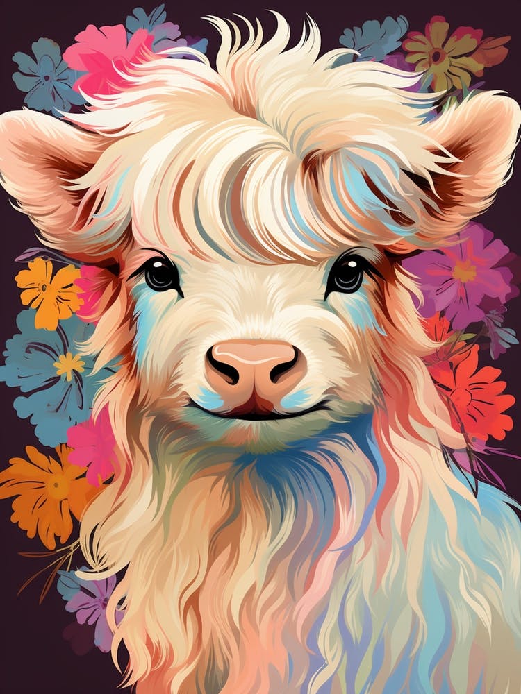 Sweet Digital Painting Of Floral Baby Cow