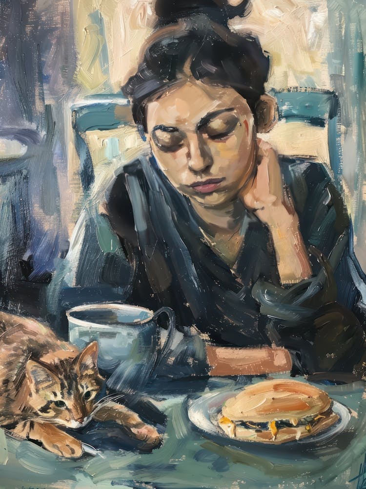 Portrait Of A Girl With Cats Eating A Burrito 1