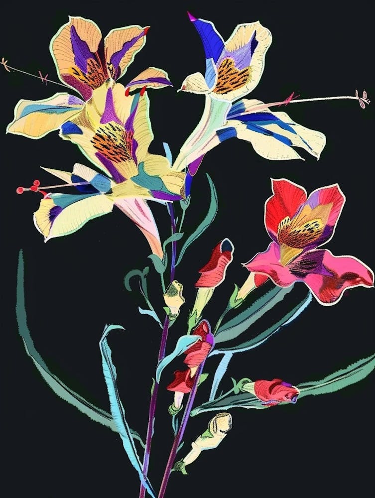 Neon Flowers On Black Snapdragon 4