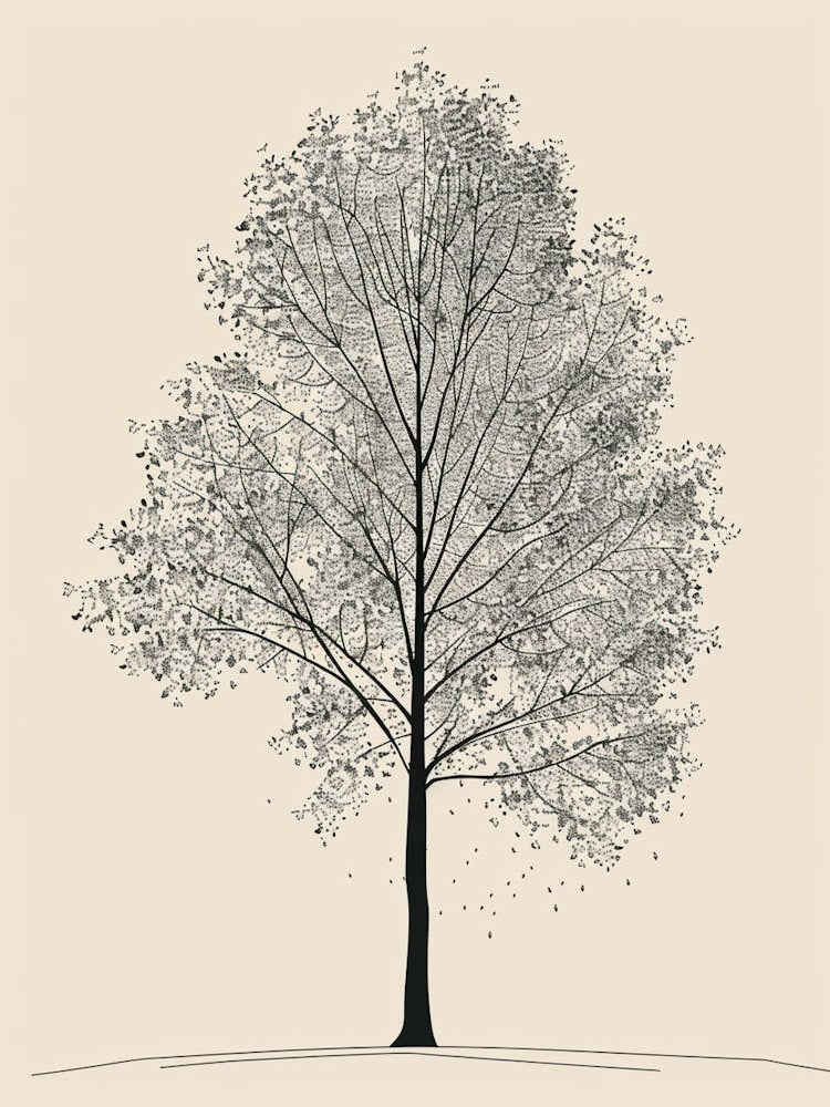 Sycamore Tree Minimalistic Drawing 2