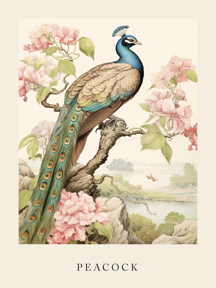 Beatrix Potter Inspired  Animal Watercolour Peacock 1