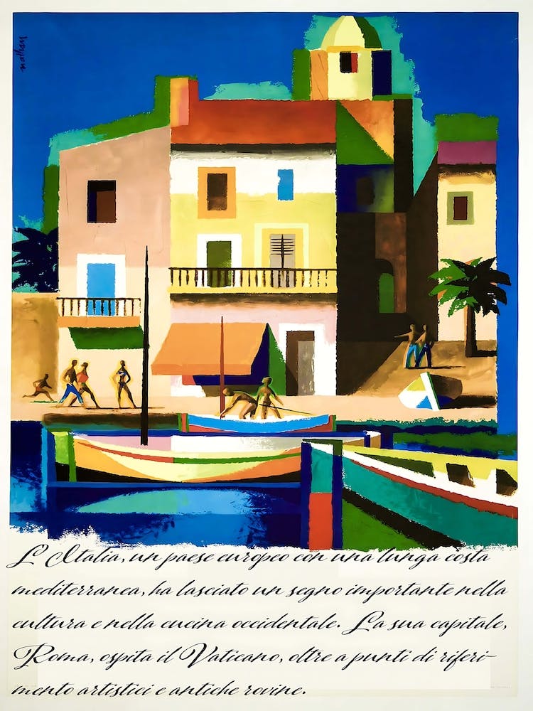 Travel Vintage Poster Italy Bright, Circe Denyer