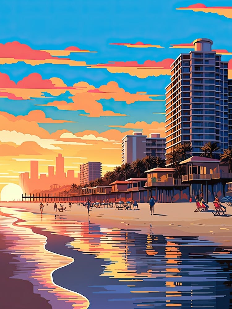 Myrtle Beach South Carolina, Usa, Flat Illustration 2