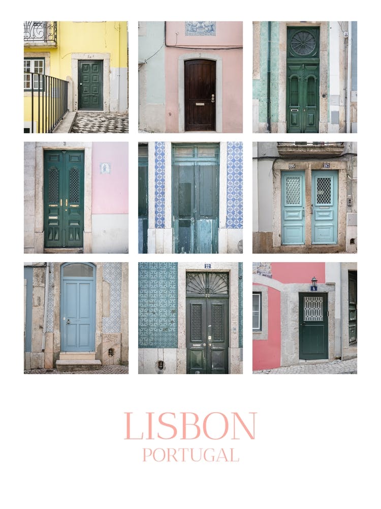 Lisbon Colorful Door Collage