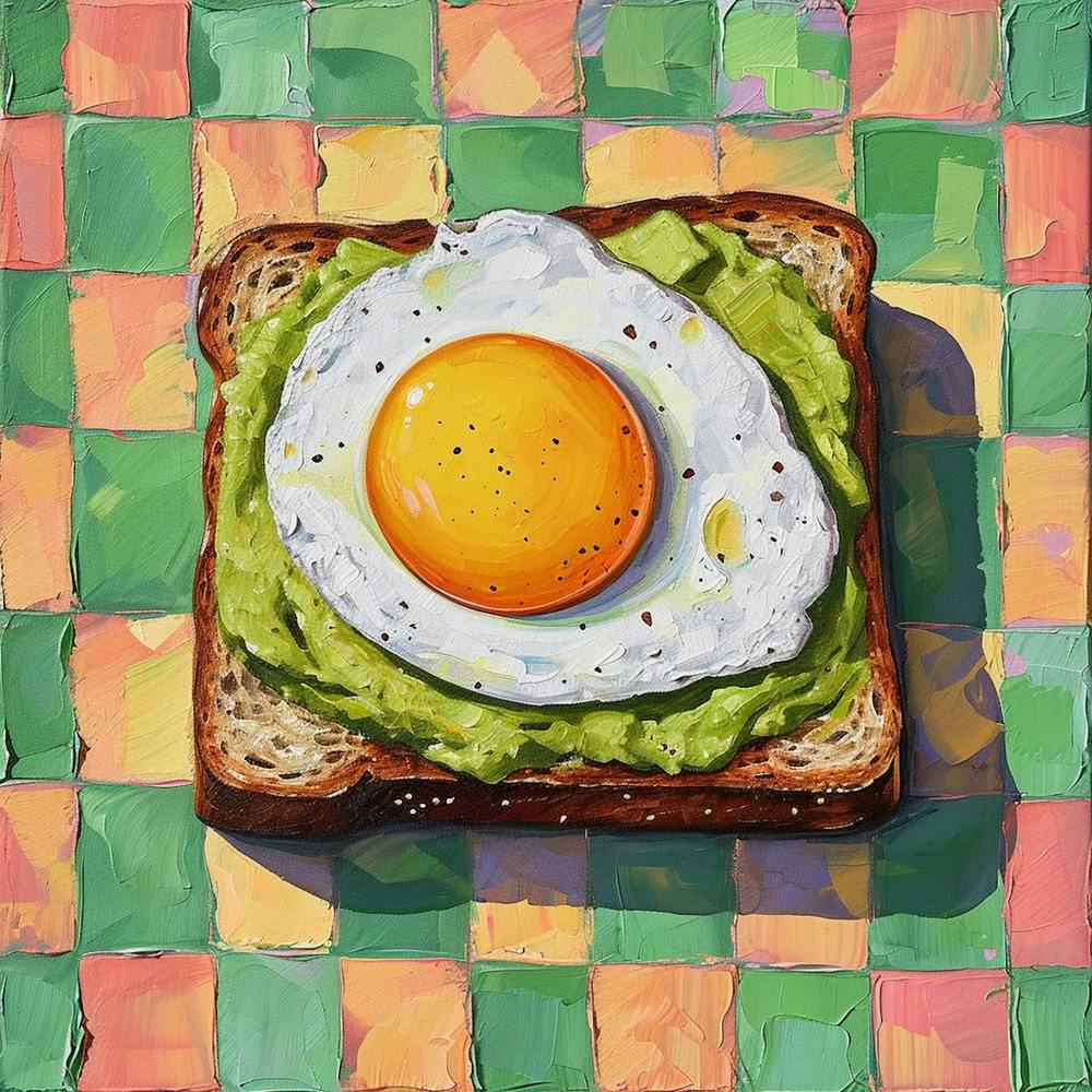 Avocado Egg On Toast Pastel Checkerboard 4