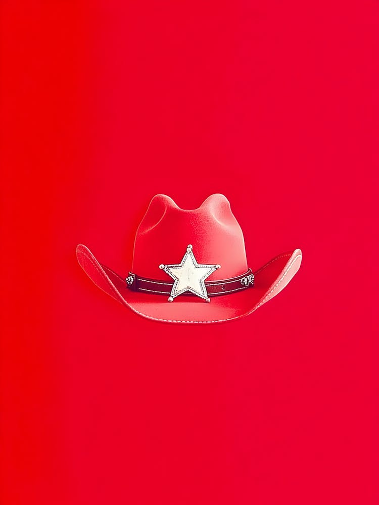 Cowboy Hat On Red Background
