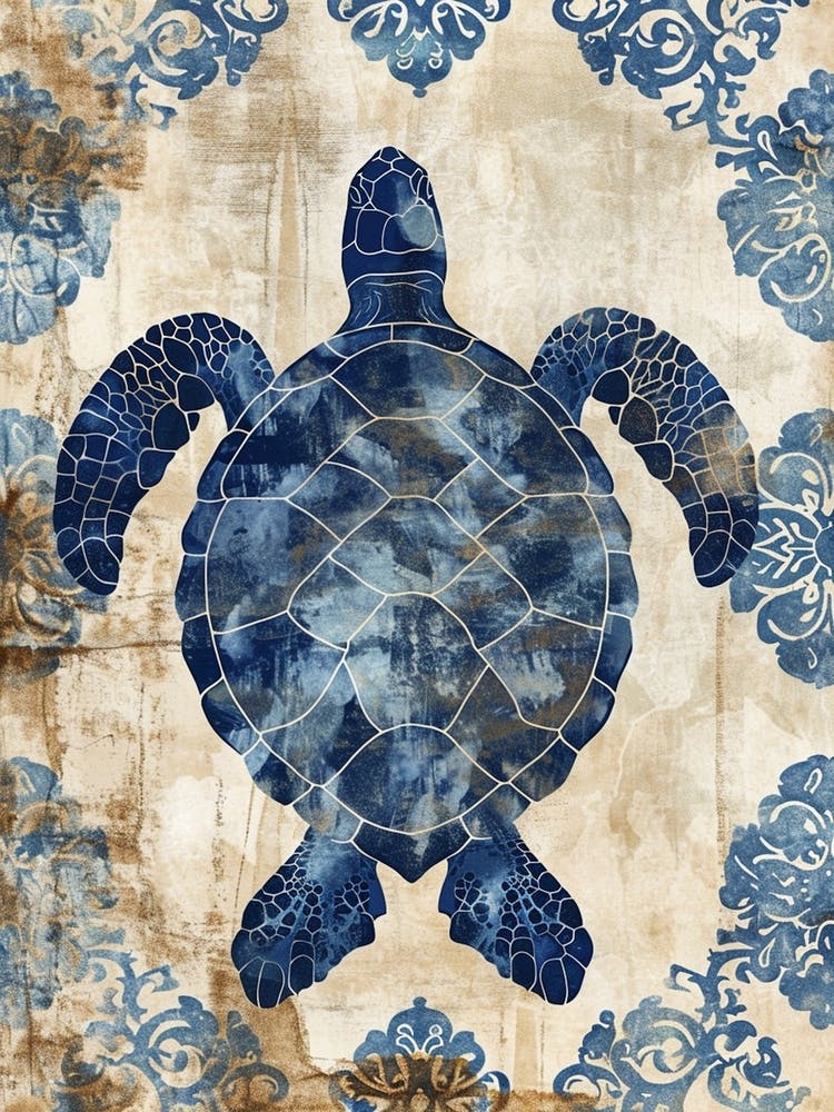 Ornamental Sea Turtle Wallpaper Style 5