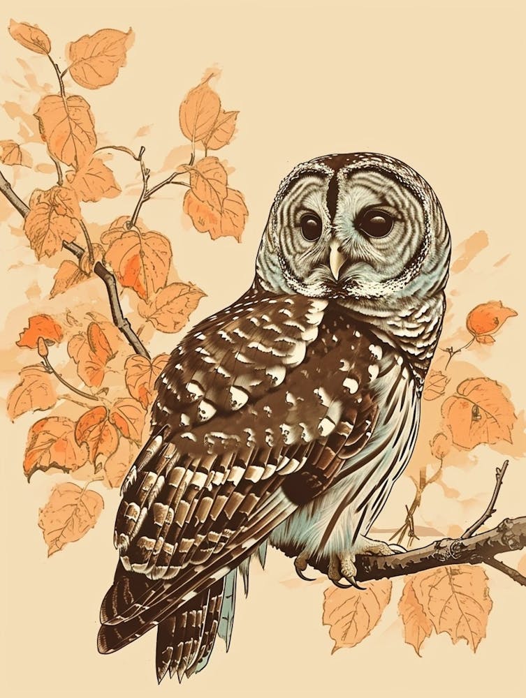 Barred Owl Vintage Illustration 1