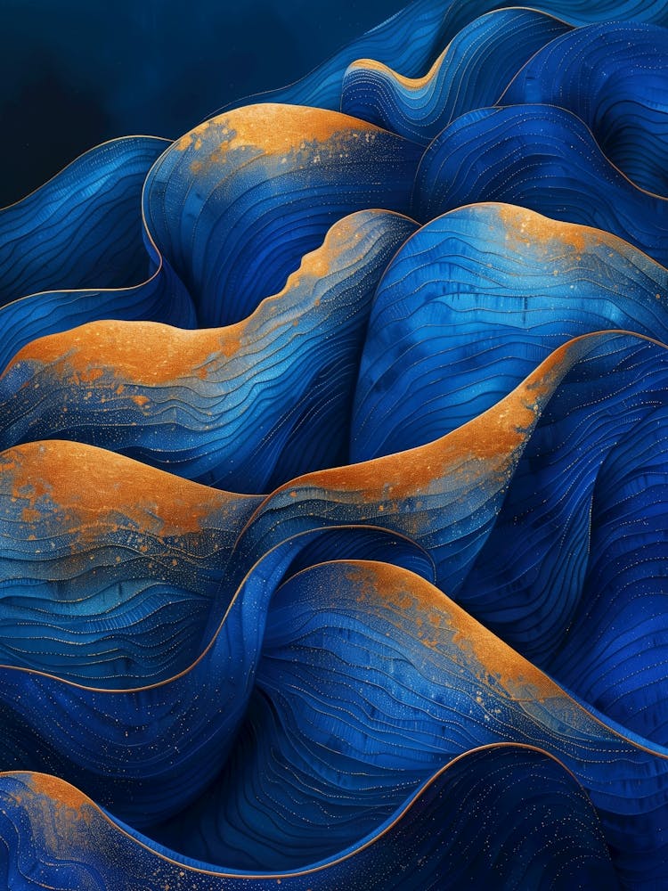Blue and orange abstraction painting