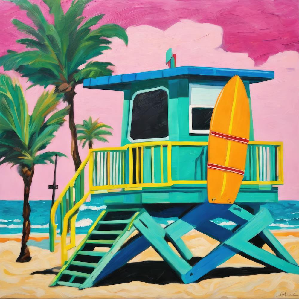 South Beach Miami Series. Style of David Hockney 3