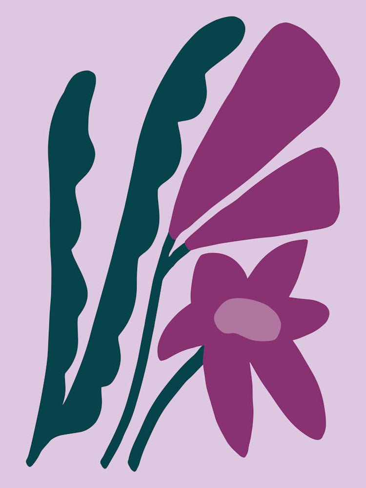 Floral Art Botanical Print Naïve Purple