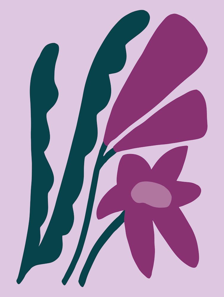 Floral Art Botanical Print Naïve Purple