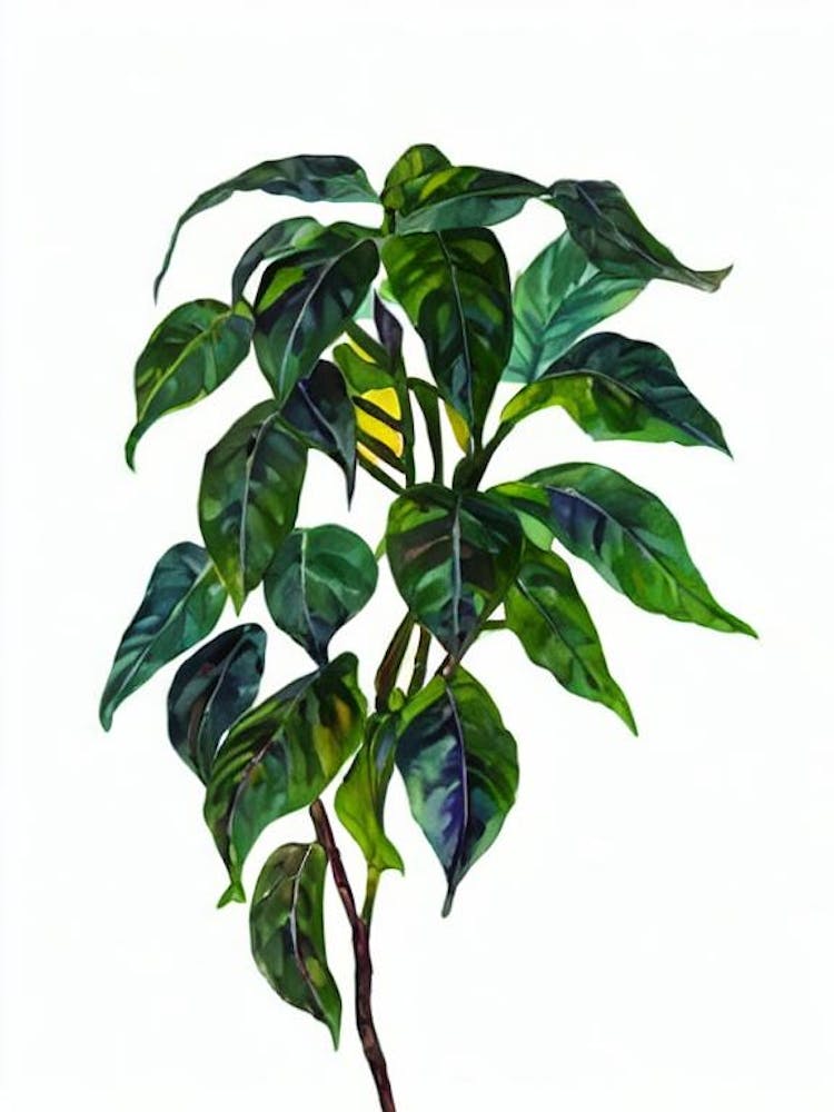 Croton Or Joseph'S Coat (Codiaeum Variegatum) Watercolor