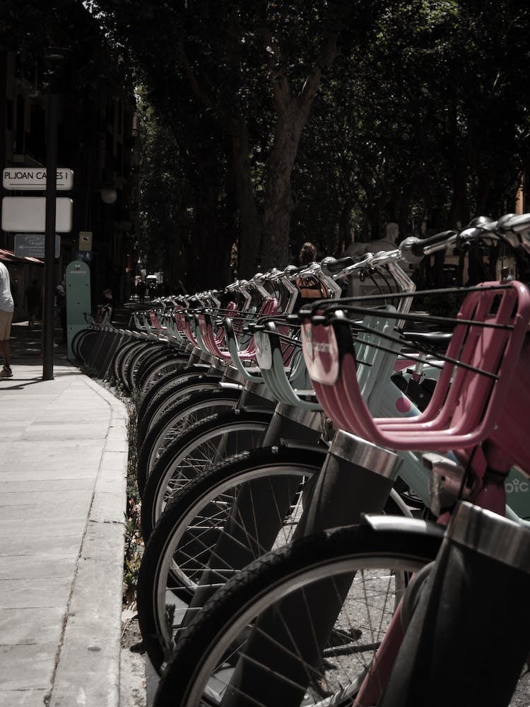 Pink Bicycles In Barcelona