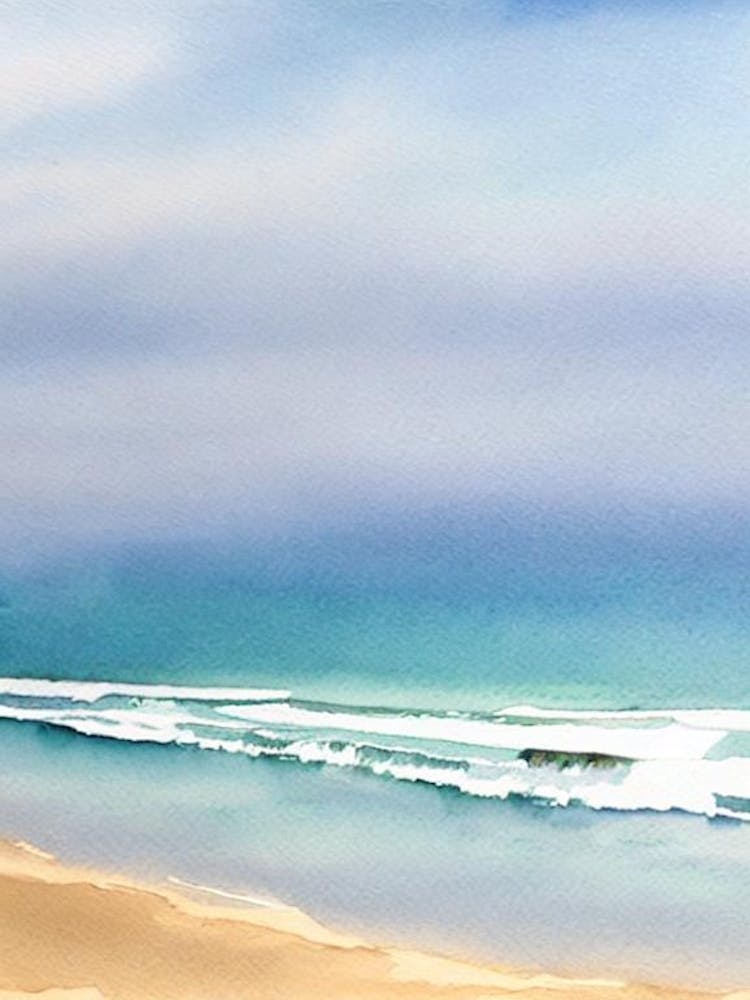 Croyde Bay Beach 3, Devon Watercolour