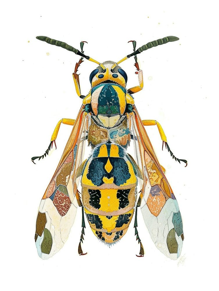 Colourful Insect Illustration Yellowjacket 14