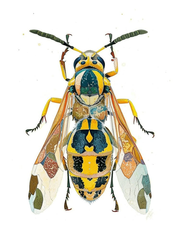 Colourful Insect Illustration Yellowjacket 14
