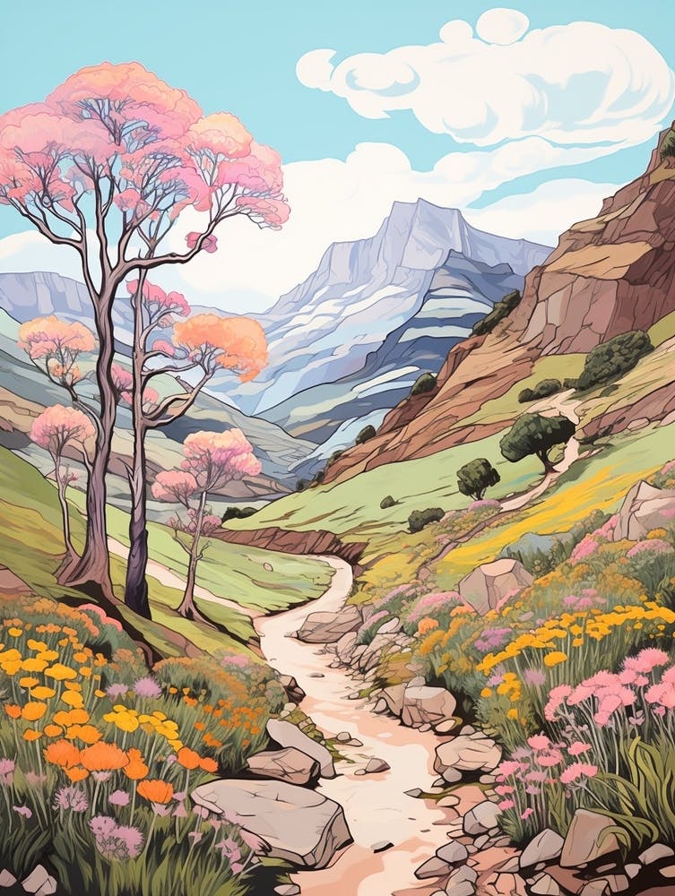 Lares Trek Peru Hike Illustration