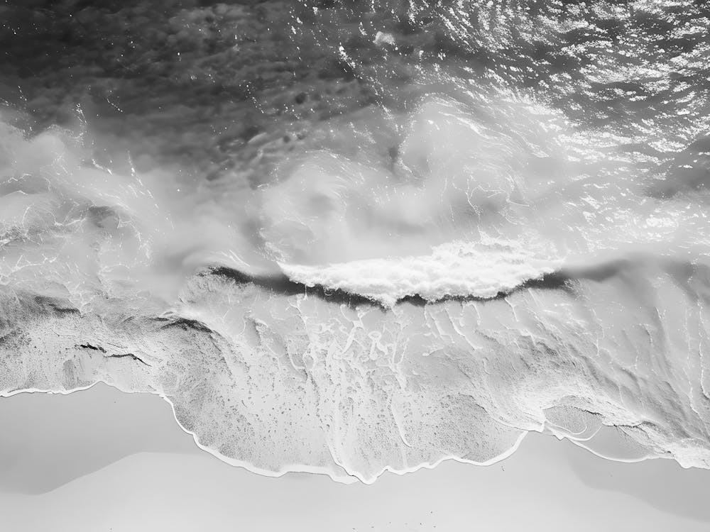 Black And White Image Of A Wave