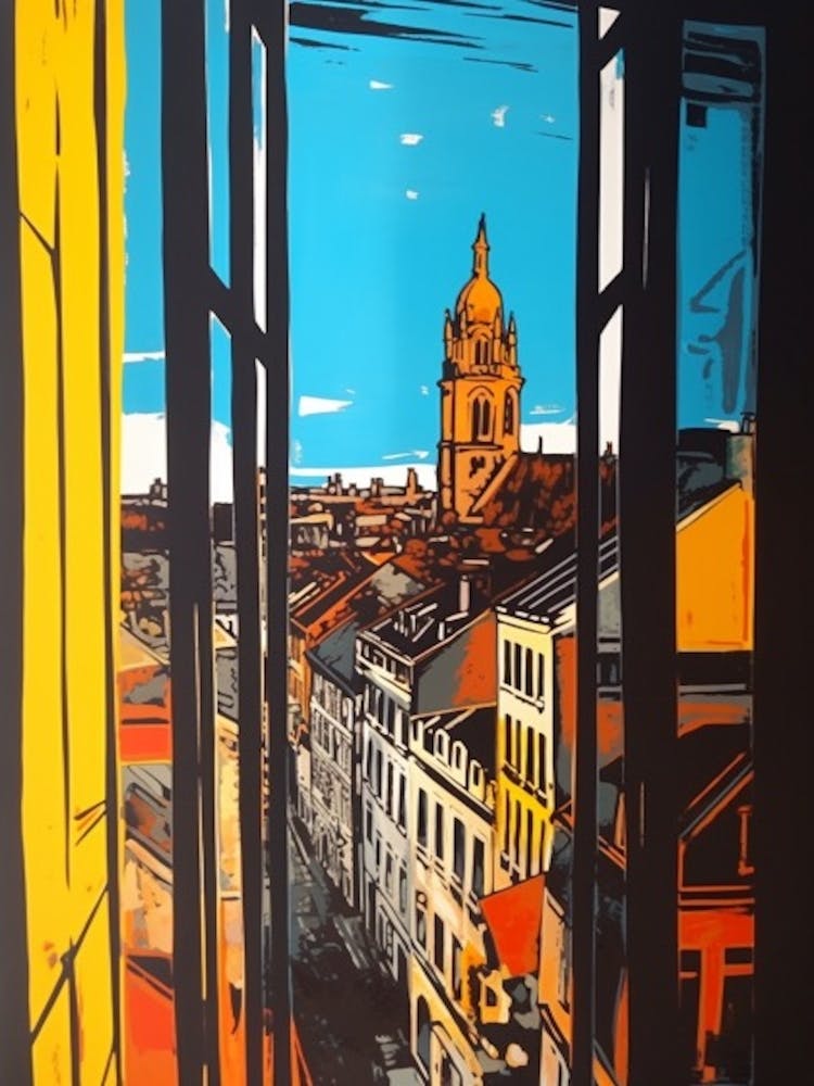 A Window View Of Paris In The Style Of Pop Art 1