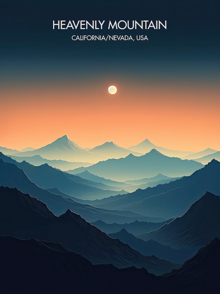Poster Of Heavenly Mountain   California Nevada, Usa, Ski Resort Illustration 0