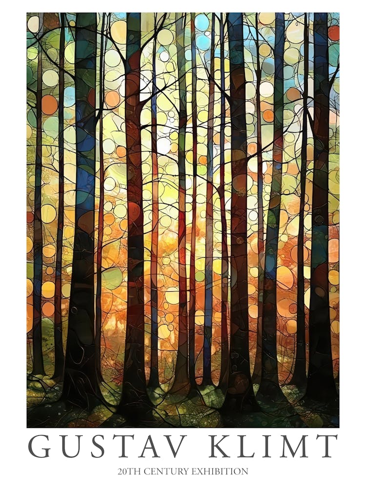 Gustav Klimt Print Trees Forest Painting Klimt Exhibition Poster Painting Floral Decor