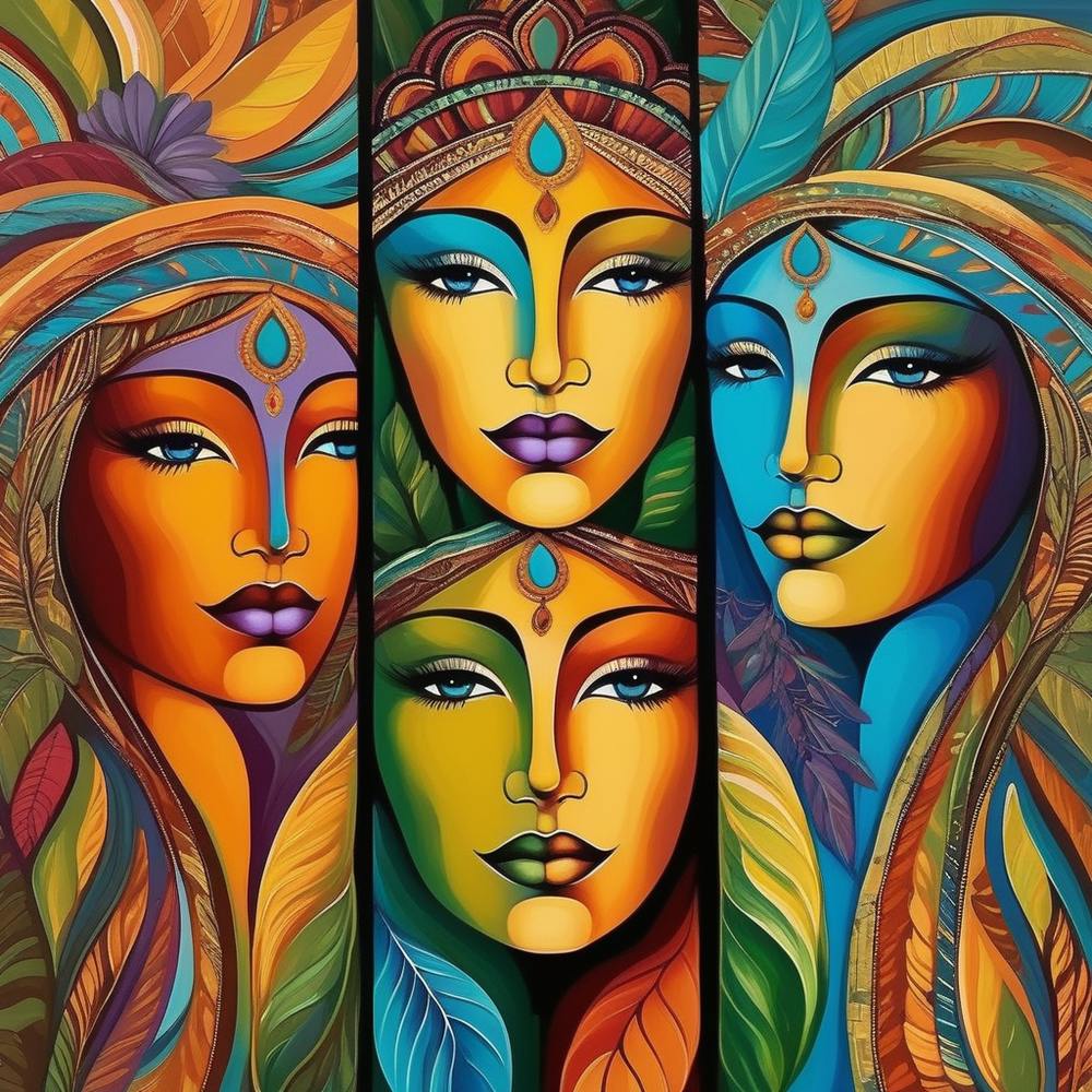 Face Looking Four Faces