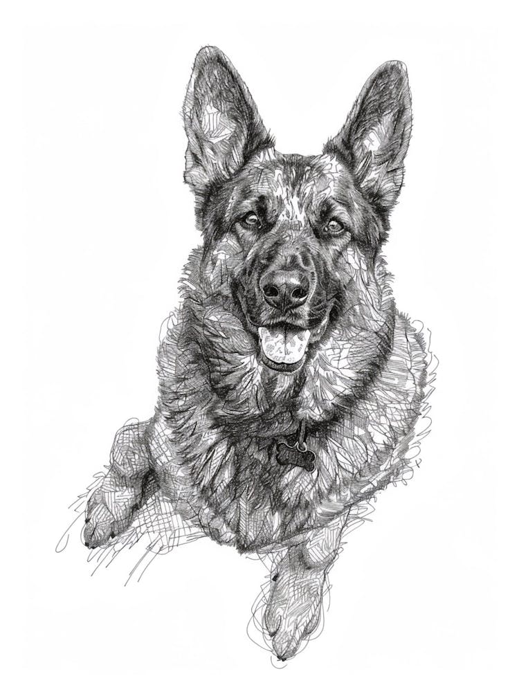 German Shepherd Line Sketch 1