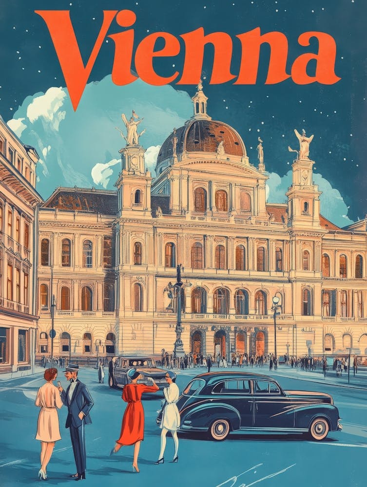 Aihrgdesign A Retro Travel Poster For Vienna 6