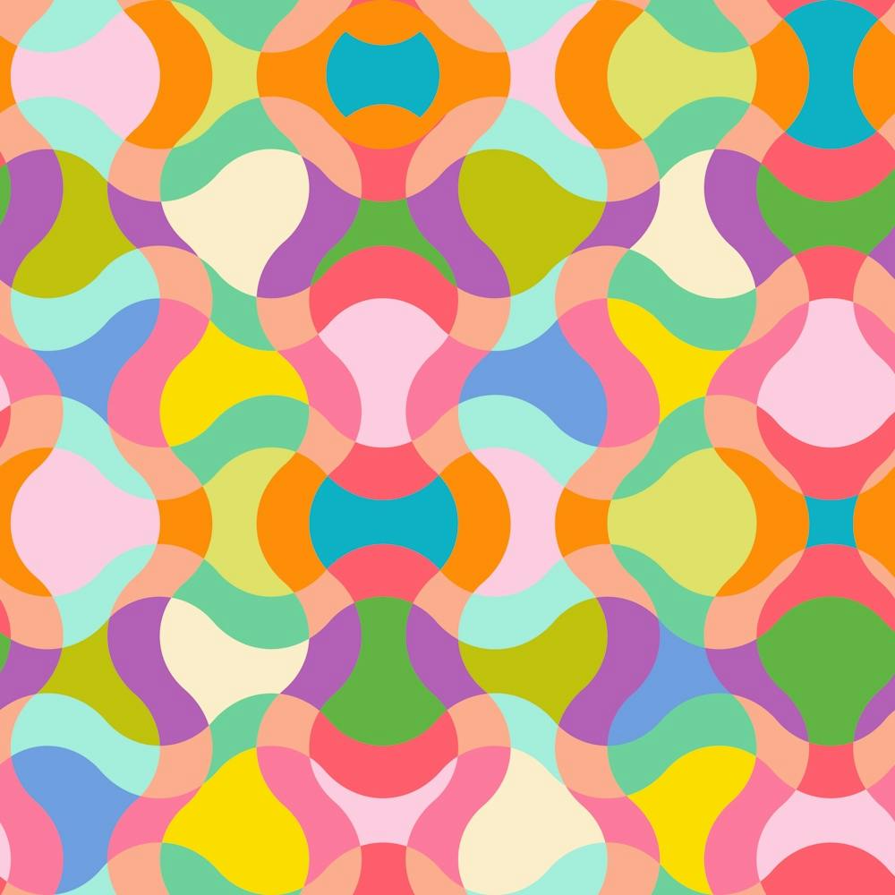 Psychedelic Colorful Pattern in retro groovy style
